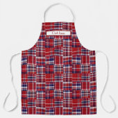Preppy Patchwork Madras Diep Rood Marineblauw Wit Schort (Voorkant)