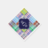 Preppy Patchwork Madras Marine Blauw Vierbladig Mo Servetten (Hoek)