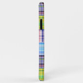 Preppy Patchwork Madras Navy Quatrefoil Monogram Case-Mate iPhone Case (Achterkant/rechts)