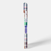 Preppy Patchwork Madras Navy Quatrefoil Monogram Case-Mate iPhone Case (Achterkant / Links)