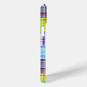 Preppy Patchwork Madras Navy Quatrefoil Monogram Case-Mate iPhone Case (Achterkant / Rechts)