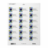 Preppy Patchwork Madras Navy Quatrefoil Monogram Etiket (Full Sheet)