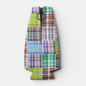 Preppy Patchwork Madras Navy Quatrefoil Monogram Flesjeskoeler (Achterkant)