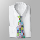 Preppy Patchwork Madras Navy Vierbladig Monogram Stropdas (Gebonden)