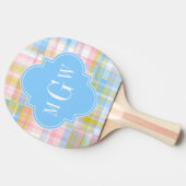 Preppy Patchwork Madras Pastel Quatrefoil Initiale Tafeltennisbatje (Zijkant)