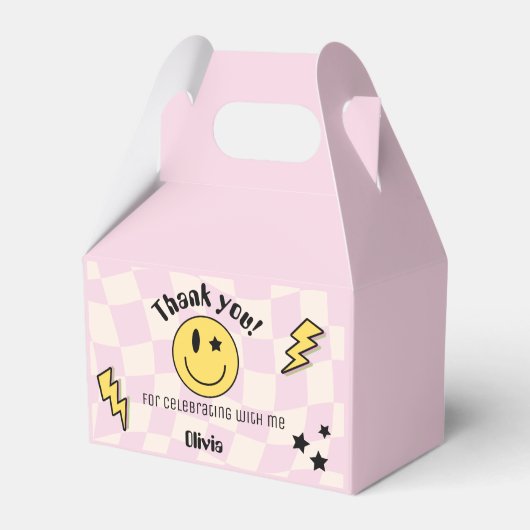 Preppy Patel Roze Y2K Retro Verjaardagsgunst Box Bedankdoosjes (Voorkant Zijde)