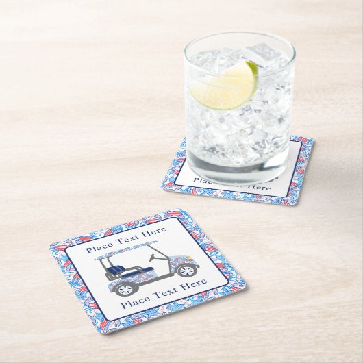 Preppy Patriotic Crabs Golf Cart Kartonnen Onderzetters (Insitu)