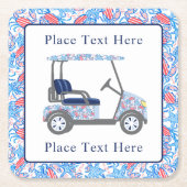 Preppy Patriotic Crabs Golf Cart Kartonnen Onderzetters (Voorkant)