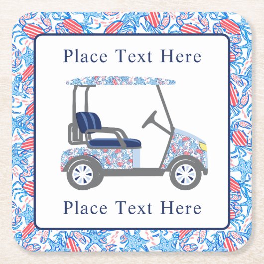 Preppy Patriotic Crabs Golf Cart Kartonnen Onderzetters (Voorkant)