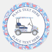 Preppy Patriotic Crabs Golf Cart Ronde Sticker (Voorkant)