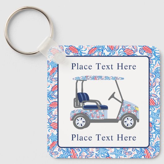 Preppy Patriotic Crabs Golf Cart Sleutelhanger (Voorkant)
