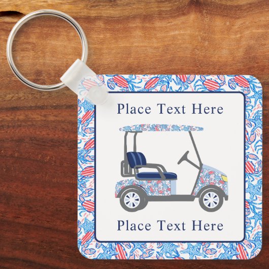 Preppy Patriotic Crabs Golf Cart Sleutelhanger (Voorkant)