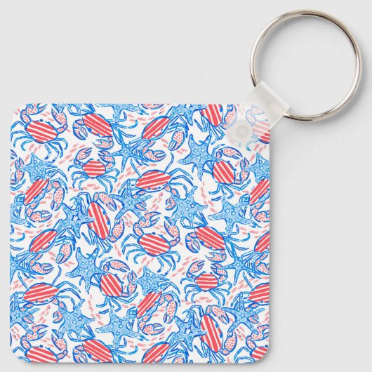 Preppy Patriotic Crabs Golf Cart Sleutelhanger (Achterkant)