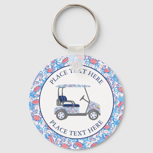 Preppy Patriotic Crabs Golf Cart Sleutelhanger (Voorkant)