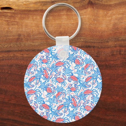 Preppy Patriotic Crabs Golf Cart Sleutelhanger (Achterkant)