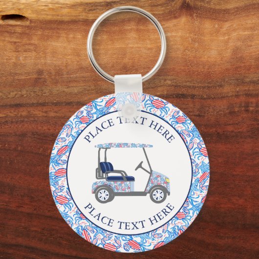 Preppy Patriotic Crabs Golf Cart Sleutelhanger (Voorkant)