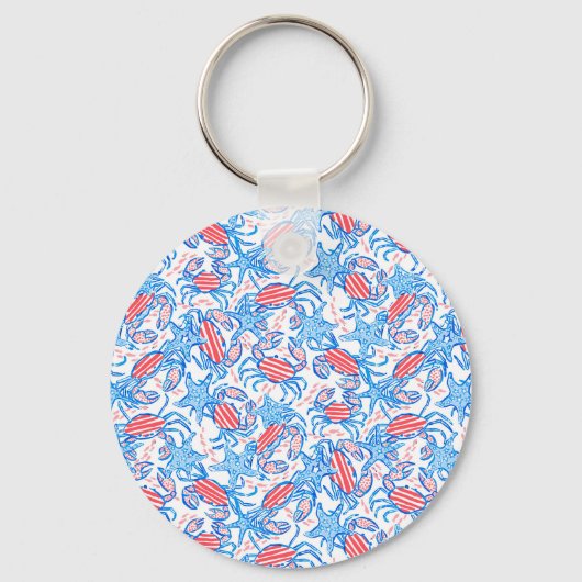 Preppy Patriotic Crabs Golf Cart Sleutelhanger (Achterkant)
