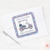 Preppy Patriotic Crabs Golf Cart Vierkante Sticker (Envelop)