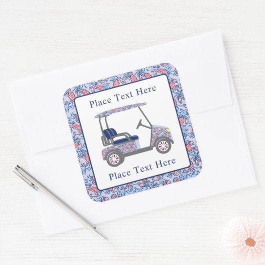 Preppy Patriotic Crabs Golf Cart Vierkante Sticker (Envelop)