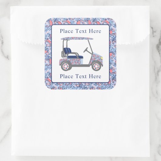 Preppy Patriotic Crabs Golf Cart Vierkante Sticker (Tas)