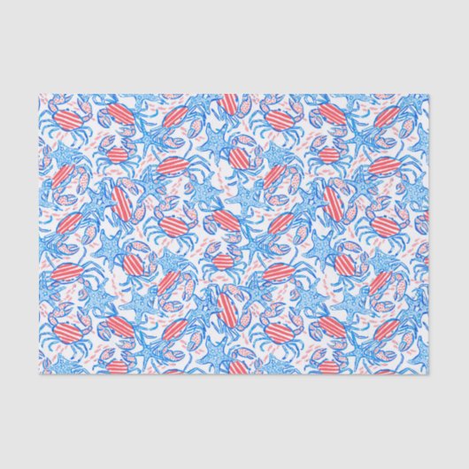 Preppy Patriotic Crabs Tissuepapier (Voorkant)