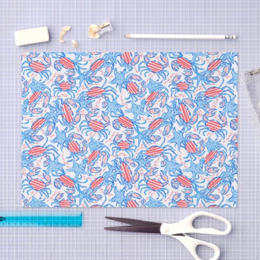 Preppy Patriotic Crabs Tissuepapier (Craft)