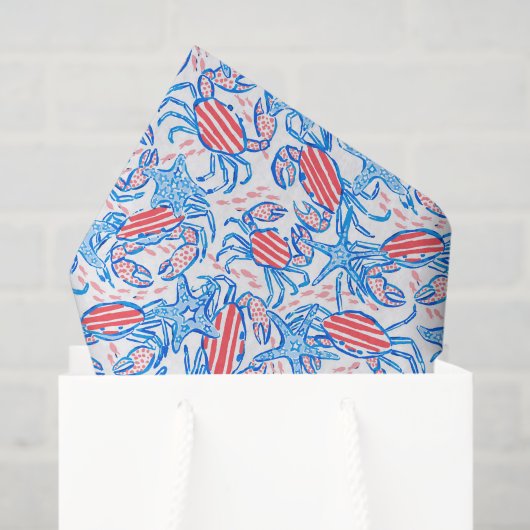 Preppy Patriotic Crabs Tissuepapier (Cadeauzakje)