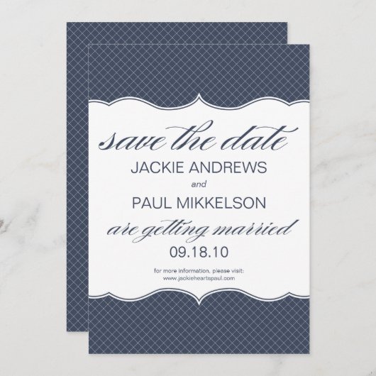 Preppy Pattern Save the Date Card (Voorkant / Achterkant)