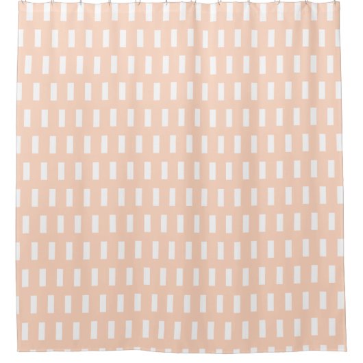 Preppy Peach en White Geometric Grid Pattern Douchegordijn (Voorkant)