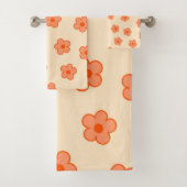 Preppy Peach Oranje Hippie Flower Bad Handdoek (Insitu)