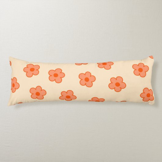 Preppy Peach Oranje Hippie Flower Lichaamskussen (Voorkant)