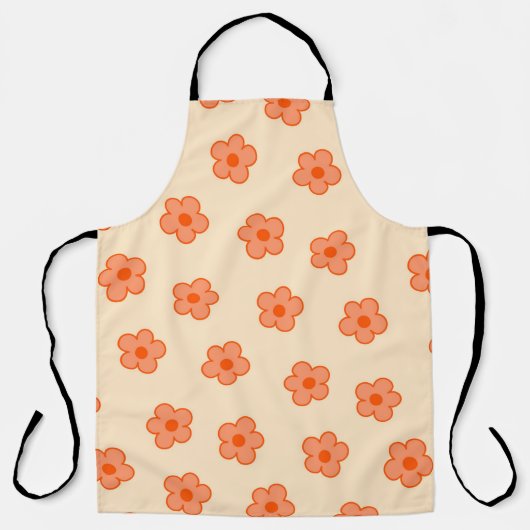 Preppy Peach Oranje Hippie Flower Schort (Voorkant)