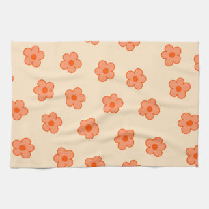 Preppy Peach Oranje Hippie Flower Theedoek