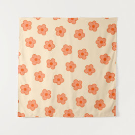 Preppy Peach Oranje Hippie Flower Wandkleed