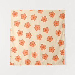 Preppy Peach Oranje Hippie Flower Wandkleed