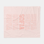 Preppy Peach Varsity Monogram Naam Fleece Deken (Voorkant (Horizontaal))