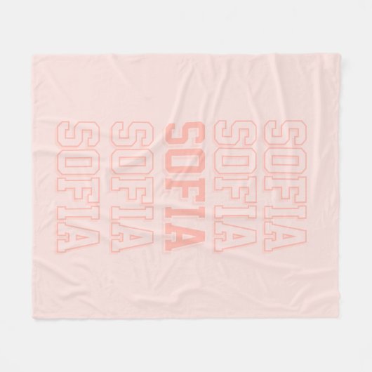 Preppy Peach Varsity Monogram Naam Fleece Deken (Voorkant (Horizontaal))