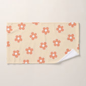 Preppy Peach White Hippie Flower Pattern Bad Handdoek (Handdoek)