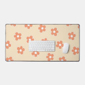 Preppy Peach White Hippie Flower Pattern Bureaumat (Keyboard & Muis)