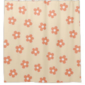 Preppy Peach White Hippie Flower Pattern Douchegordijn (Voorkant)