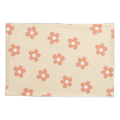 Preppy Peach White Hippie Flower Pattern Kussensloop (Achterkant)