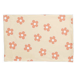 Preppy Peach White Hippie Flower Pattern Kussensloop