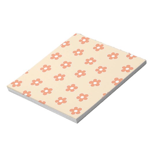 Preppy Peach White Hippie Flower Pattern Notitieblok (Linkerzijde)