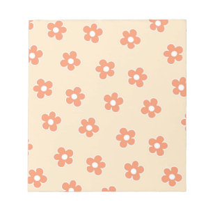 Preppy Peach White Hippie Flower Pattern Notitieblok