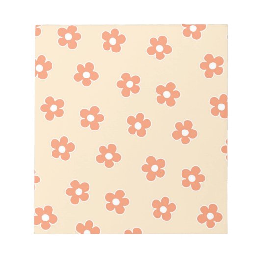 Preppy Peach White Hippie Flower Pattern Notitieblok (Voorkant)