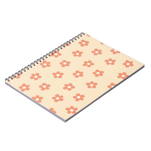 Preppy Peach White Hippie Flower Pattern Notitieboek (Linkerzijde)