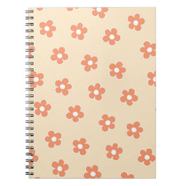 Preppy Peach White Hippie Flower Pattern Notitieboek