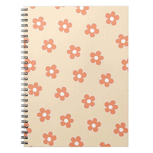 Preppy Peach White Hippie Flower Pattern Notitieboek (Voorkant)