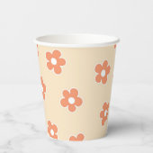 Preppy Peach White Hippie Flower Pattern Papieren Bekers (Achterkant)