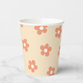 Preppy Peach White Hippie Flower Pattern Papieren Bekers (Links)